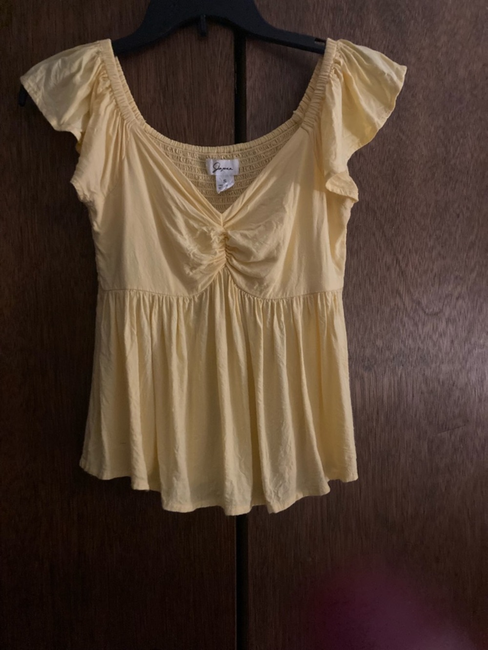 Yellow Flutter Sleeve Women’s Top by